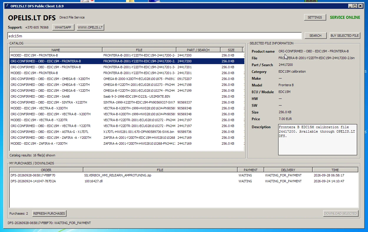 OPELIS.LT DFS Public Client search results for EDC15M files